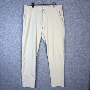 Lululemon Mens ABC Slim-fit Stretch Cotton Vera Twill Beige Pants Size 34 x 32